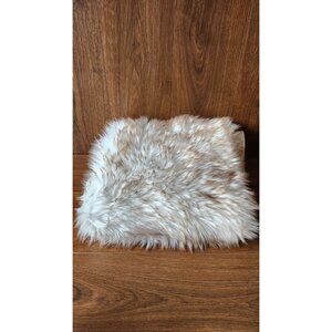 Laura Hill Home Faux Long Fur White Tan Accent Rug 30x47 Inches